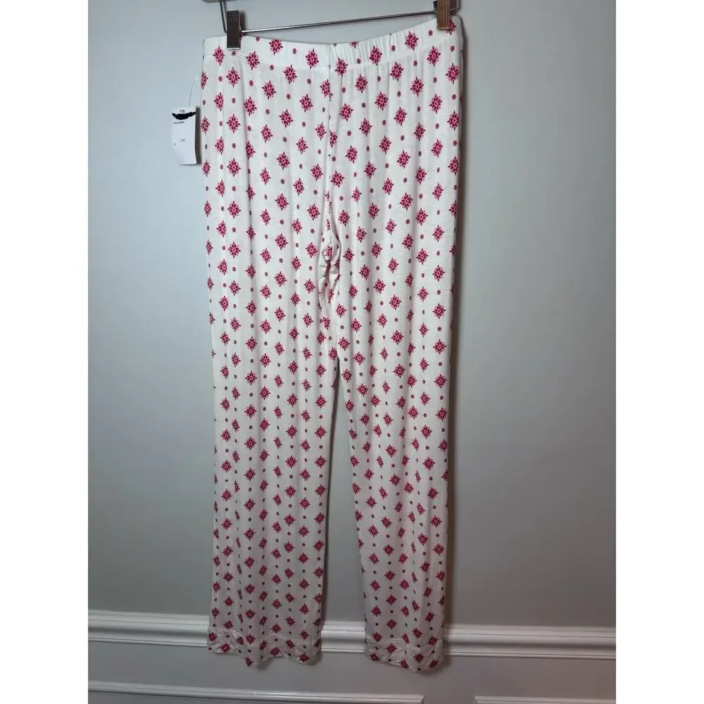 Nordstrom Ivory Stamped Snowflake 2 Piece Pajama Set Sz S NWT